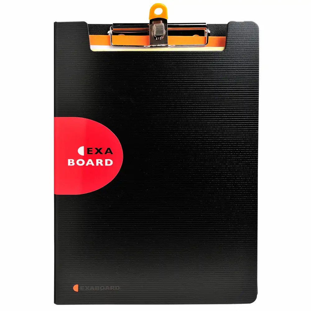 Clipboard dublu Exacompta PP A4, negru, buzunar interior si elastic, rezistent