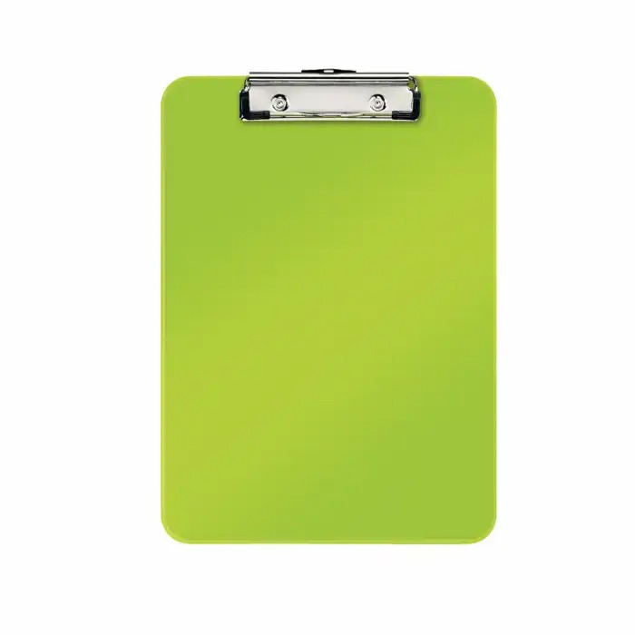 Clipboard Leitz WOW simplu, PS, A4, 100 coli, verde, design WOW colorat, capacitate generoasa