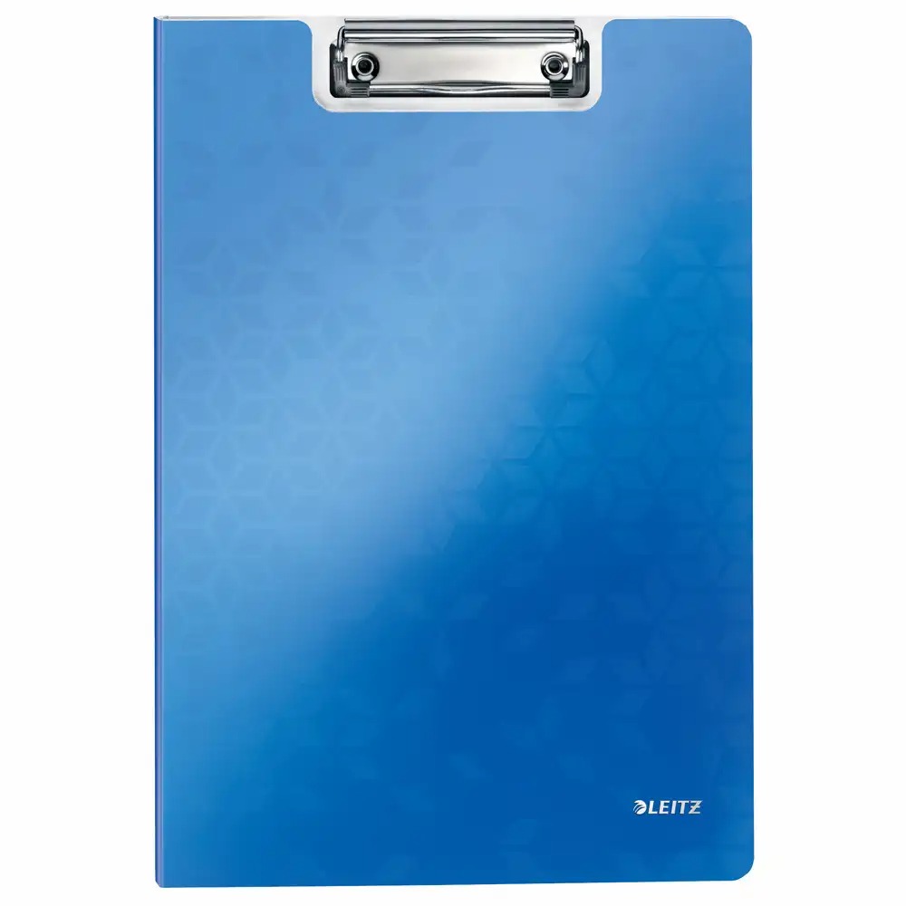 Clipboard dublu Leitz WOW, PP, albastru metalizat, capacitate 85 coli, design modern WOW
