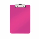 Clipboard Leitz WOW, simplu, PS, A4, 100 coli, roz, design WOW colorat, clema metalica puternica