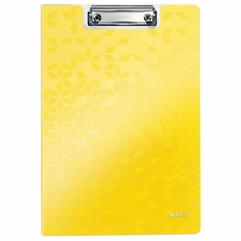 Clipboard Leitz WOW dublu A4, 85 coli, galben, design modern WOW, clema metalica, polyfoam