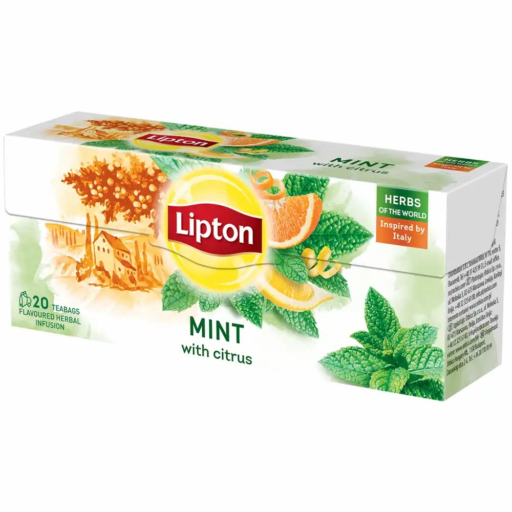 Ceai Lipton Menta si Citrice, 20 plicuri - Aroma revigoranta, prospetime naturala