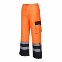 Pantaloni HiVis Contrast Captusiti Portocaliu/Negru XL, Vizibilitate Nocturna, Captuseala Poliester, Rezistenti la Apa