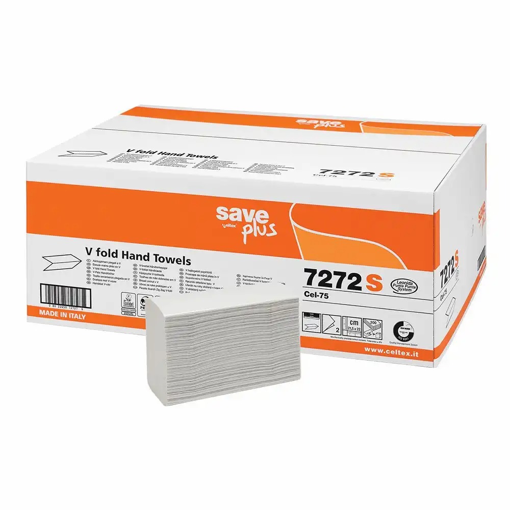 Rezerva prosoape pliate Celtex 7272S, 2 straturi, 21.5 x 21 cm, alb, 200 buc/pachet, 15 pachete/cutie - Igiena si curatenie in spatii comerciale
