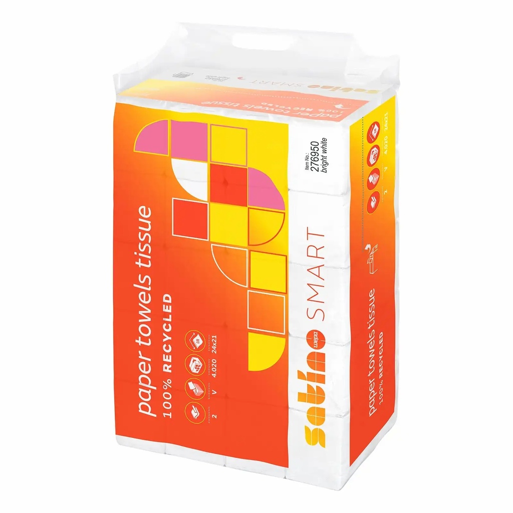 Servetele V Satino Smart, Alb, 2 Straturi, 24 x 22 cm, 4020 Servetele, Reciclate, Certificare UE Ecolabel