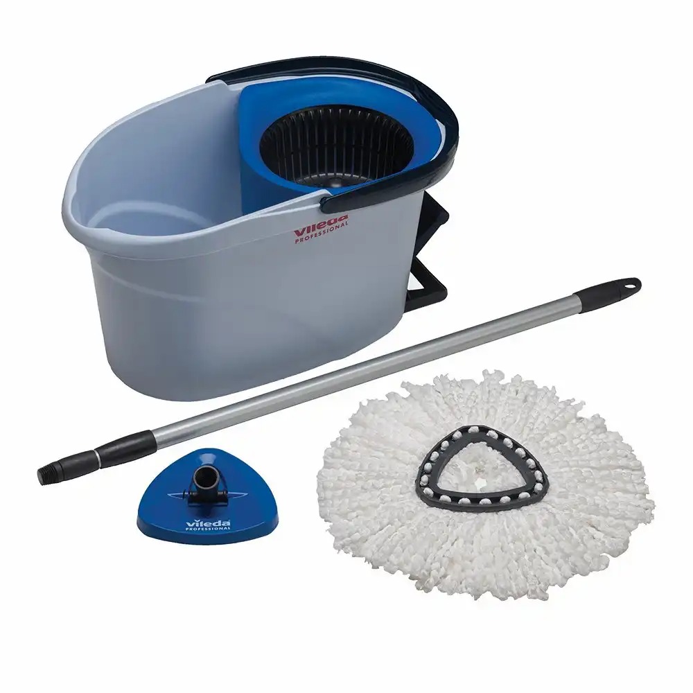 Set curatenie Vileda UltraSpin Mini, Galeata 10L, Suport Mop, Mop Microfibra, Maner Telescopic, Storcator Rotativ