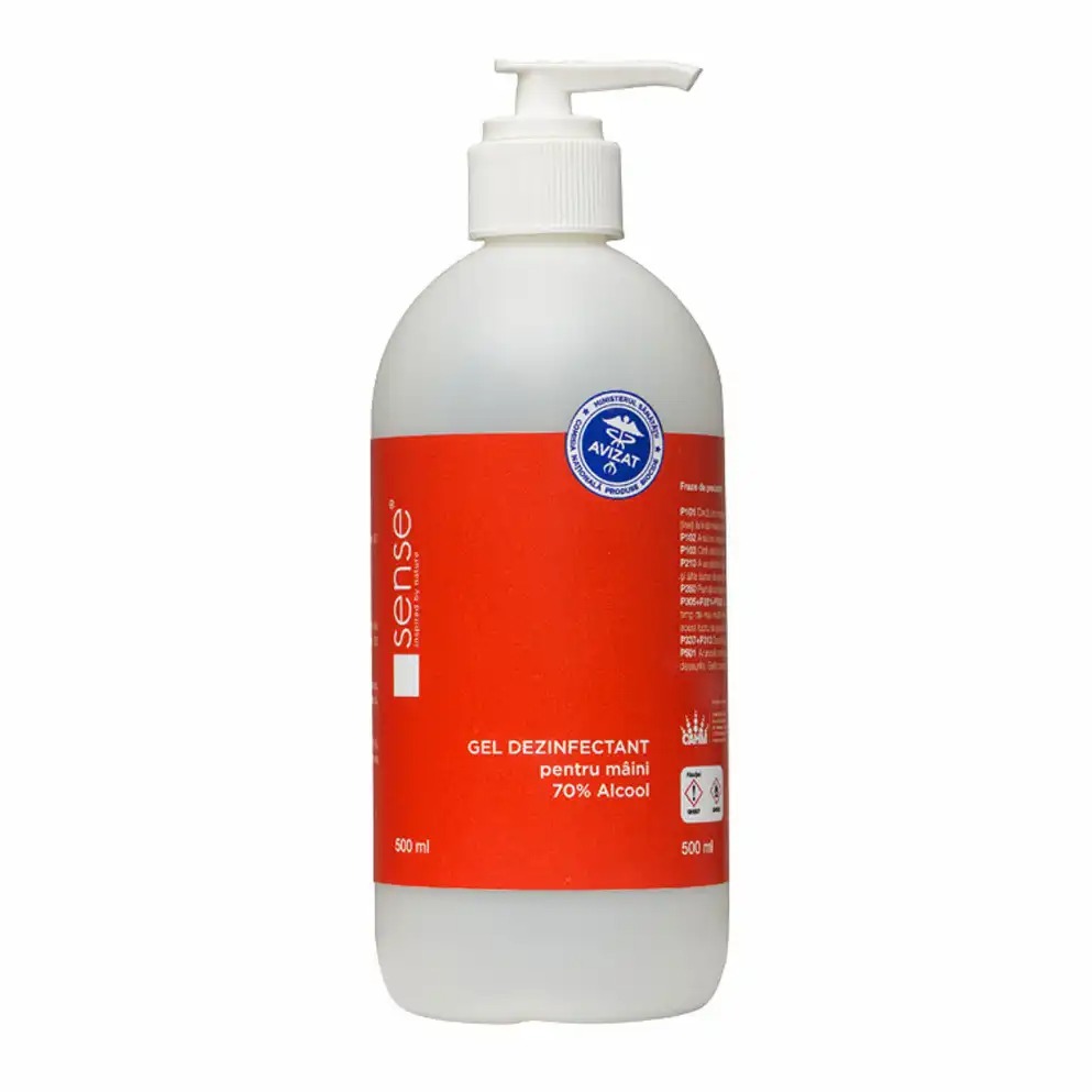 Gel dezinfectant pentru maini Sense Viro, 70% alcool, 500 ml, cu pompa