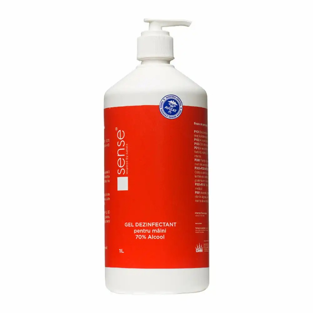 Gel dezinfectant pentru maini Sense Viro, 70% alcool, 1 L, pompa pentru distributie usoara