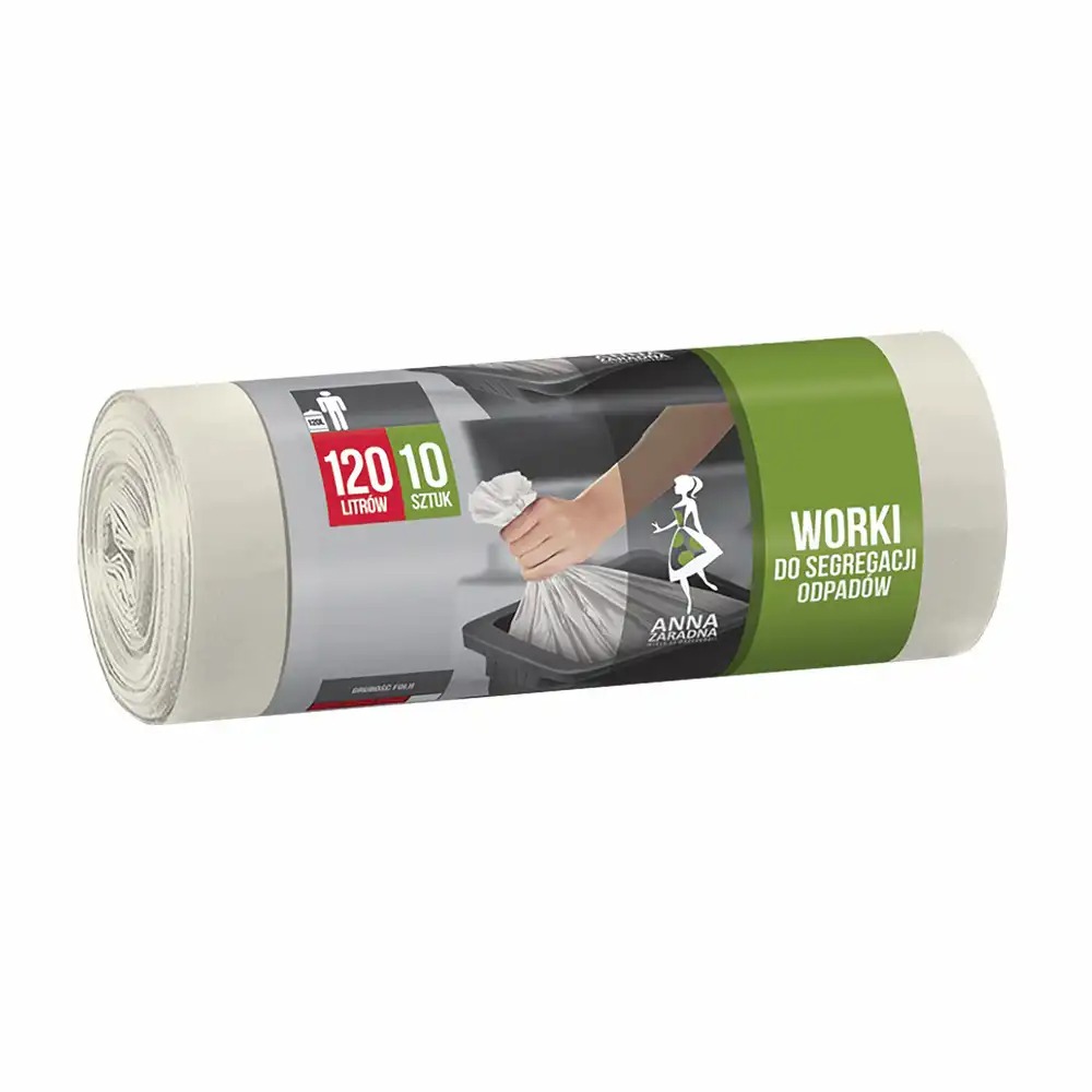 Sacuri de gunoi transparente 120 l, 10 bucati/rola, HDPE, rezistente la rupere, alb - Solutia ideala pentru colectare si transport eficient!