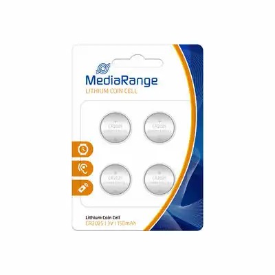 Baterii MediaRange CR2025, Lithium Coin Cells, 3V, 150mAh, 4 buc - Performanta Fiabila si Durata Extinsa