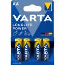 Baterii Varta Longlife Power LR6, AA, Alcaline, 1.5 V, 4 bucati/set, Tensiune Constanta, Durabilitate Indelungata
