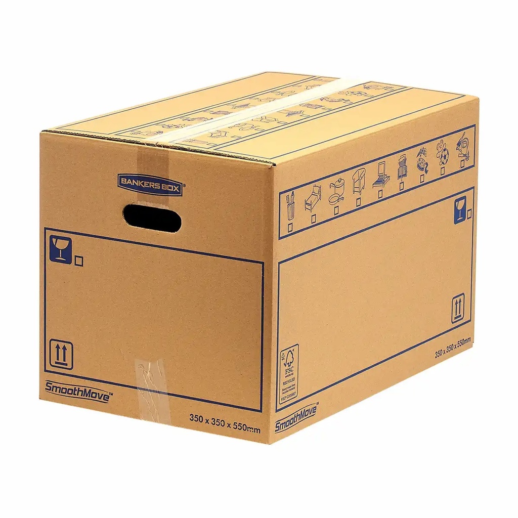Cutie carton transport si arhivare Fellowes, 67 L, rezistenta dubla, inchidere fara banda, set 10 buc.