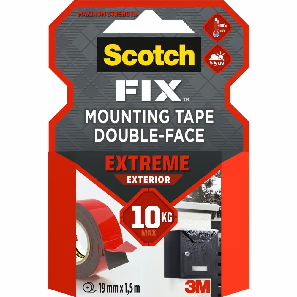 Banda dublu adeziva montare super rezistenta Scotch, 1.5 m x 19 mm, capacitate 10 kg, rezistenta la intemperii
