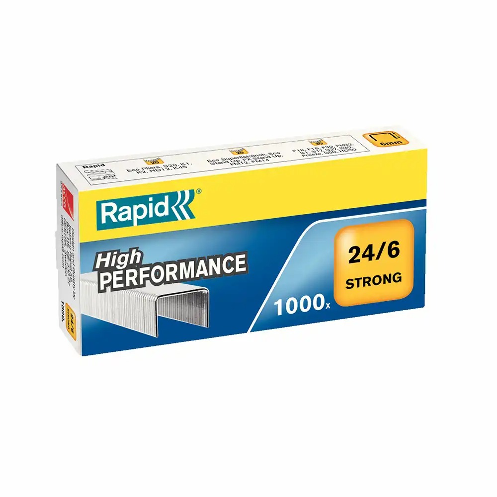 Capse Rapid Strong 24/6, 2-30 coli, 1000 buc/cutie, Metal Zincat Strong, pentru Capsatoare SuperFlatClinchTM