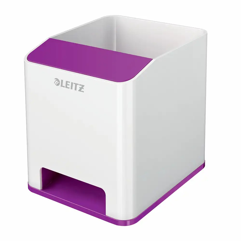 Suport instrumente de scris Leitz WOW, cu Amplificare Sunet, Alb-Mov, Design Culori Duale, Gama WOW Leitz