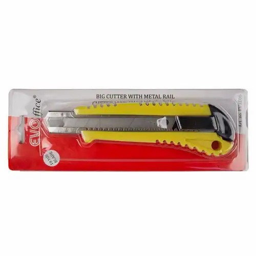 Cutter mare 18 mm EVOffice, sina metalica, sistem autoblocare, ambalaj blister, taieturi precise