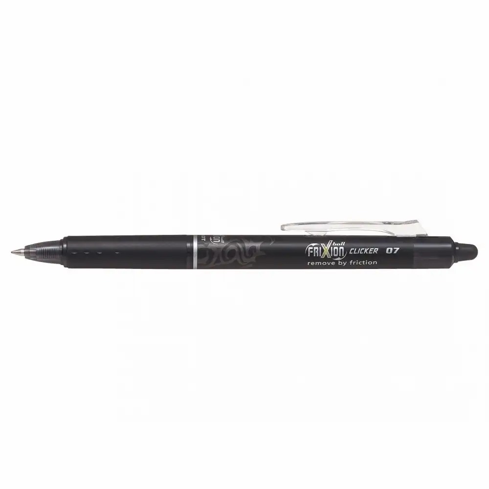 Roller gel retractabil Pilot Frixion Clicker 0.7 mm, negru, reincarcabil, cu radiera termosensibila