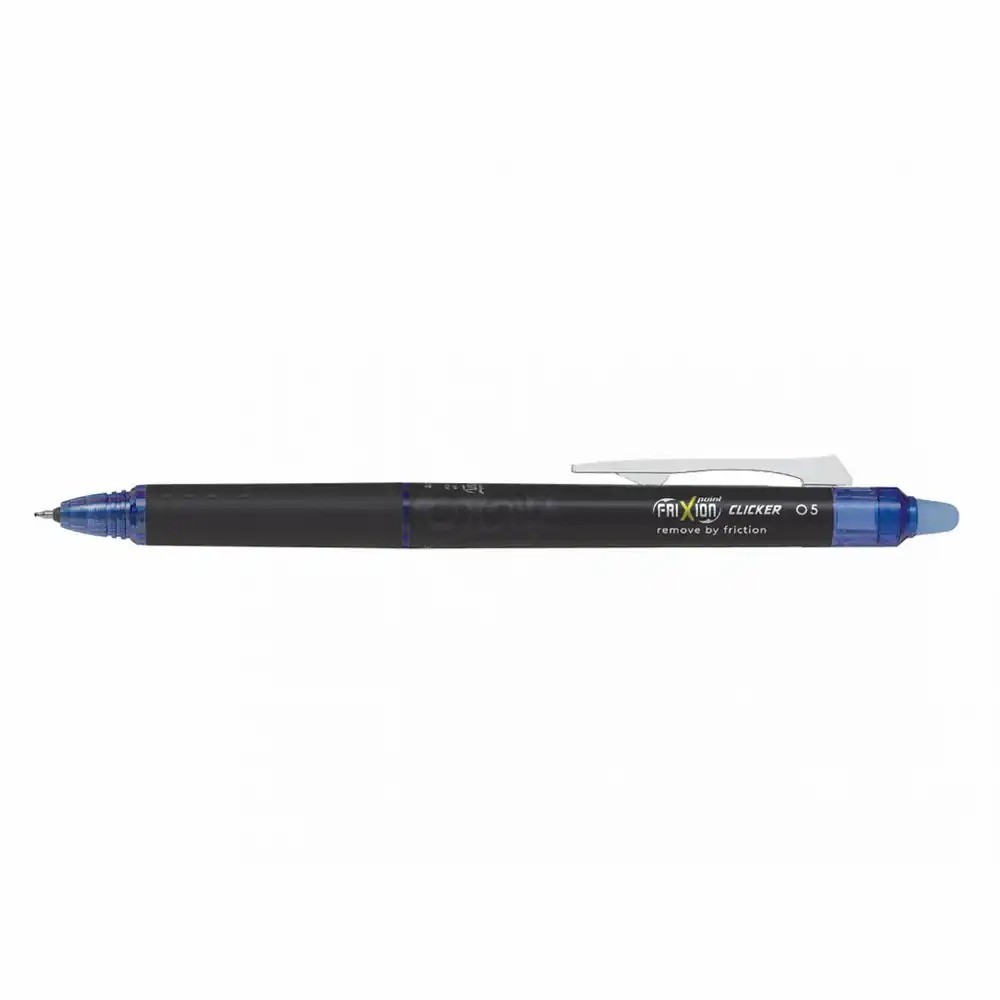 Roller cu gel Pilot Frixion Clicker 0.5 mm, albastru, mecanism simplu, reincarcabil, precizie extraordinara