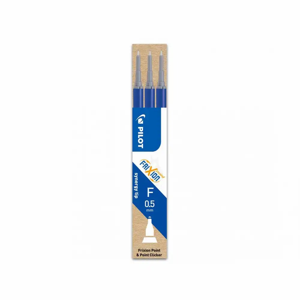 Rezerve roller gel Pilot Frixion Point 0.5 mm, albastru, set 3 buc - Scrie, sterge si rescrie fara urme