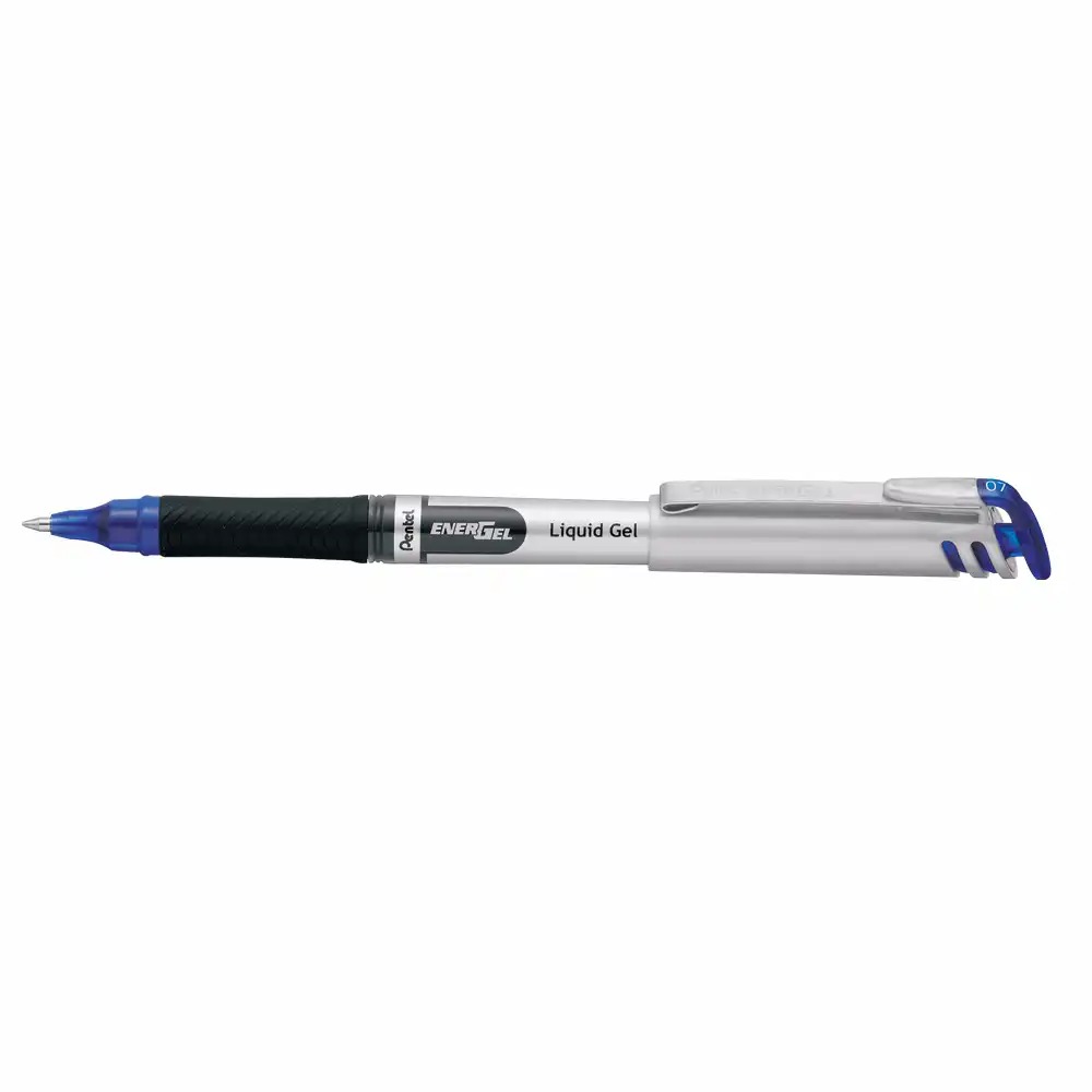 Roller Gel Pentel Energel 0.7 mm, Albastru, Grip Cauuciucat, Metal, Capac Clip, Scriere de 1.200 m