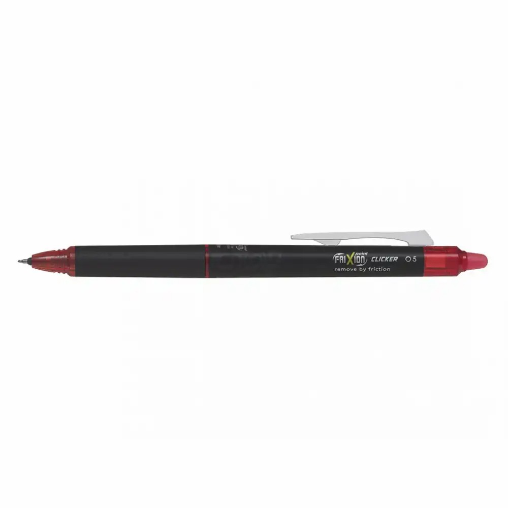 Roller cu gel Pilot Frixion Clicker 0.5 mm, rosu, mecanism unic, reincarcabil, precis