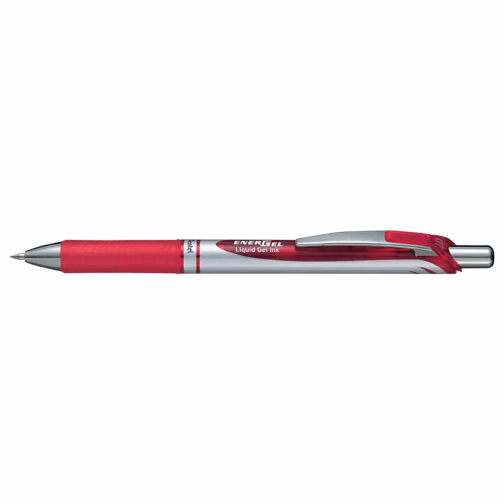 Roller cu gel Pentel Energel 0.7 mm, plastic, rosu - Scriere precisa si confortabila, design elegant