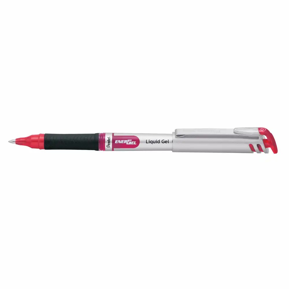 Roller cu gel Pentel Energel 0.7 mm, plastic, rosu - Scriere precisa si confortabila, design elegant