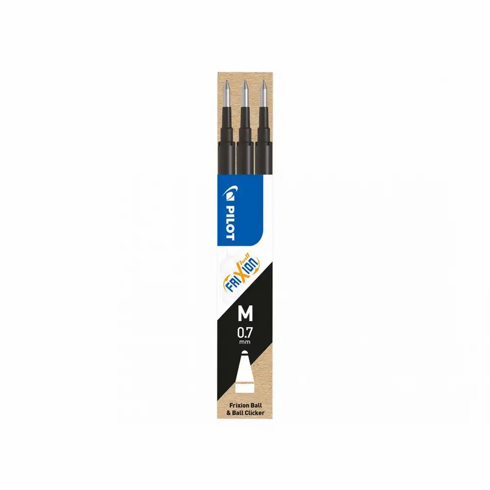 Rezerva roller cu gel Pilot Frixion Ball, 0.7 mm, negru, set 3 buc - Reincarcabila, Termosensibila, Economica