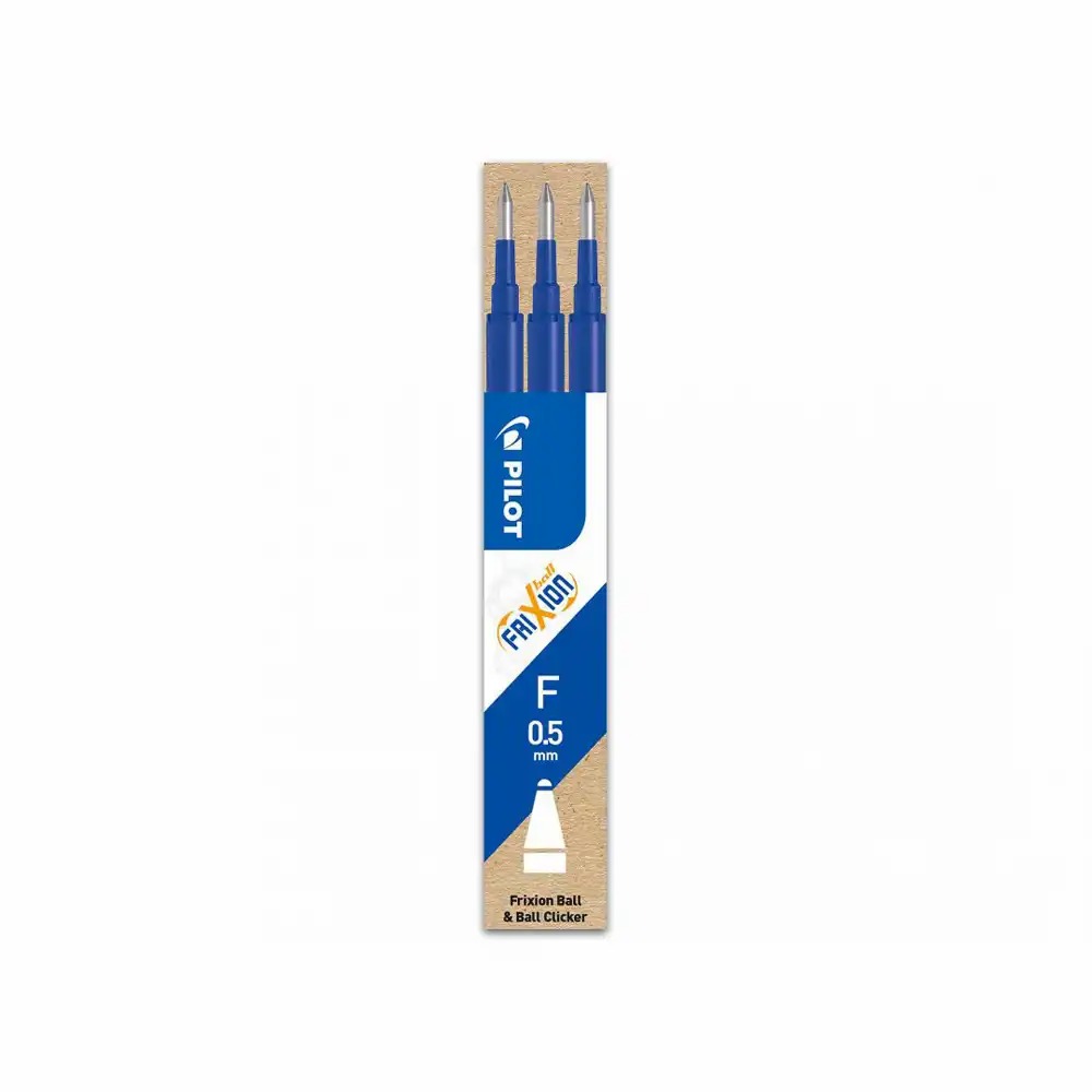 Rezerva roller gel Pilot Frixion Ball 0.5mm, albastru, set 3 buc. - Reincarcabila, cernela termosensibila