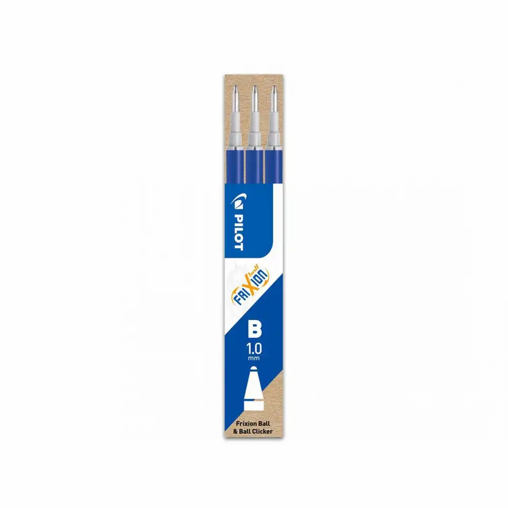Set 3 Rezerve Roller cu Gel Pilot Frixion Ball 1 mm Albastru - Compatibile cu FriXion Ball - Ambalaj Ecologic