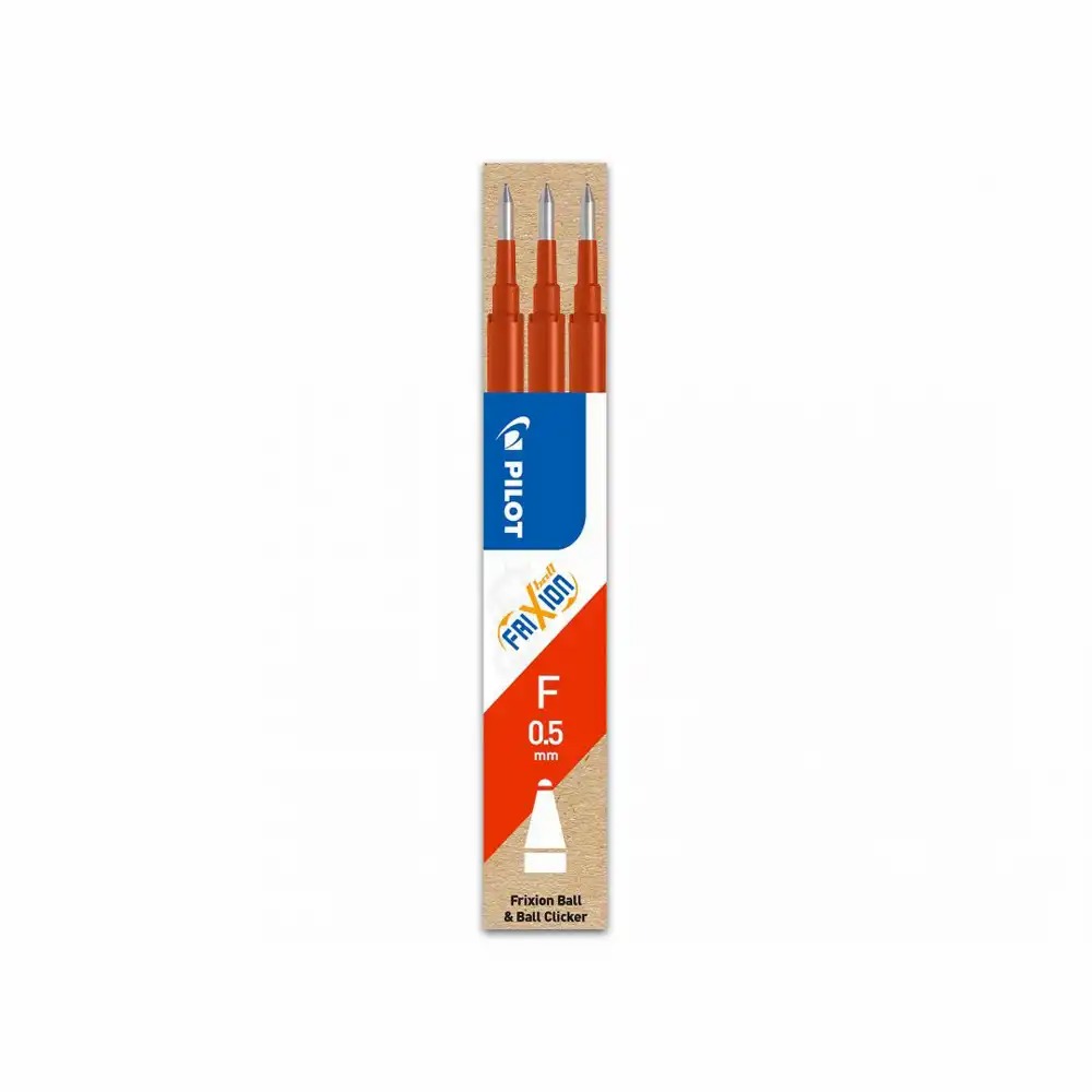 Set 3 rezerve roller gel Pilot Frixion Ball 0.5mm, rosu - Reincarcabile, Econome si Ecologice