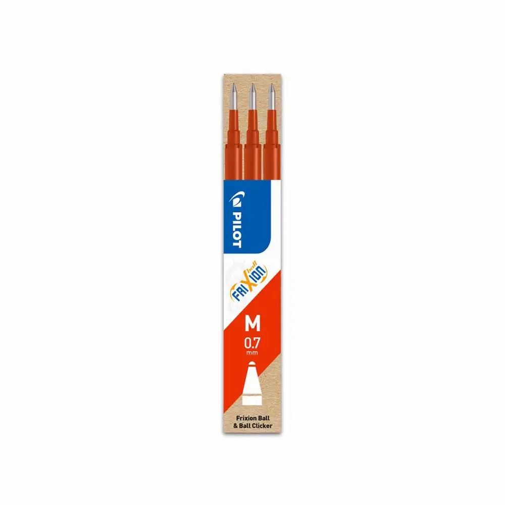 Set 3 rezerve roller gel Pilot Frixion Ball 0.7 mm rosu - Reincarcabil, Economic si Sustenabil