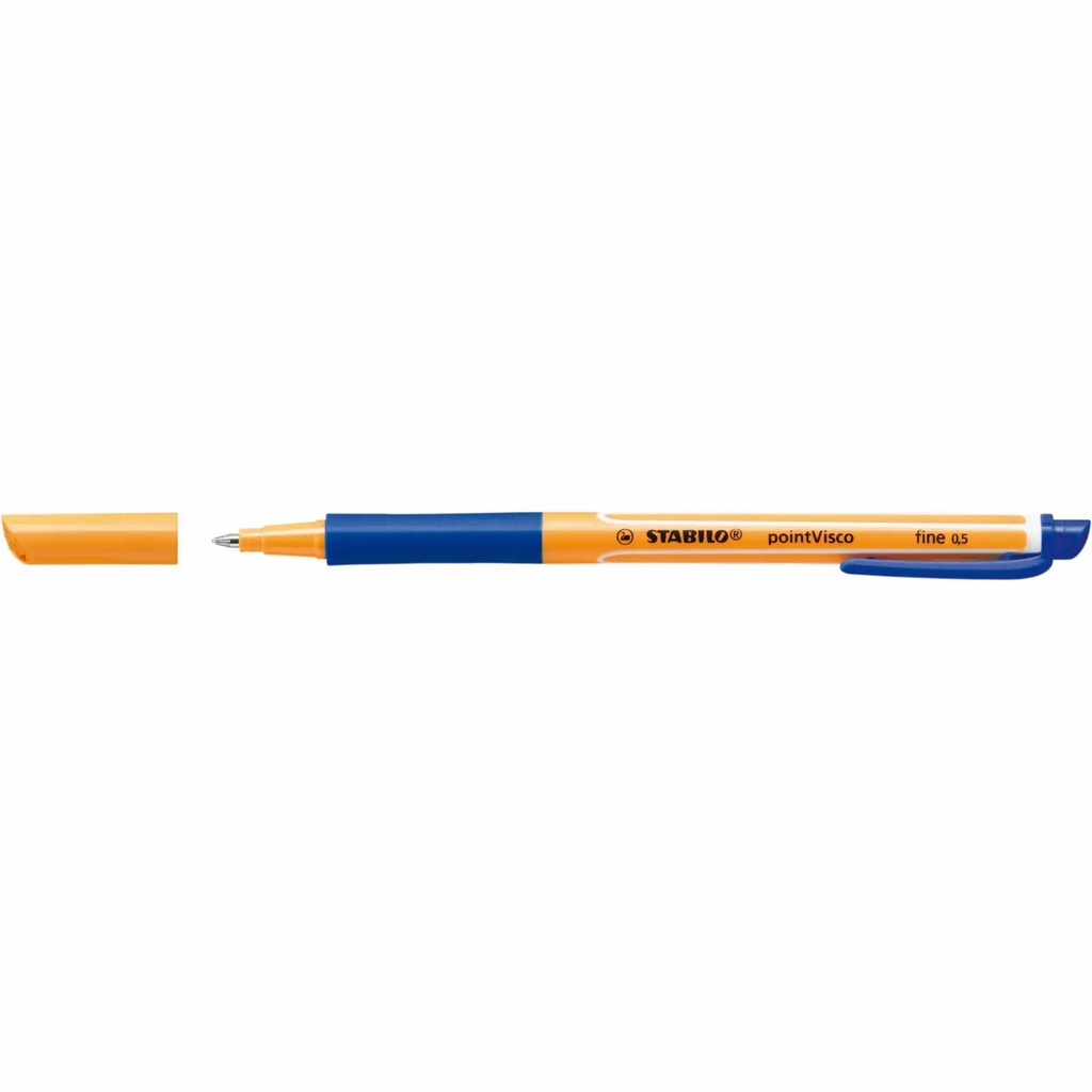 Roller cu gel Stabilo Point Visco 0.5 mm, plastic, albastru - Scriere fluenta si precisa, design elegant