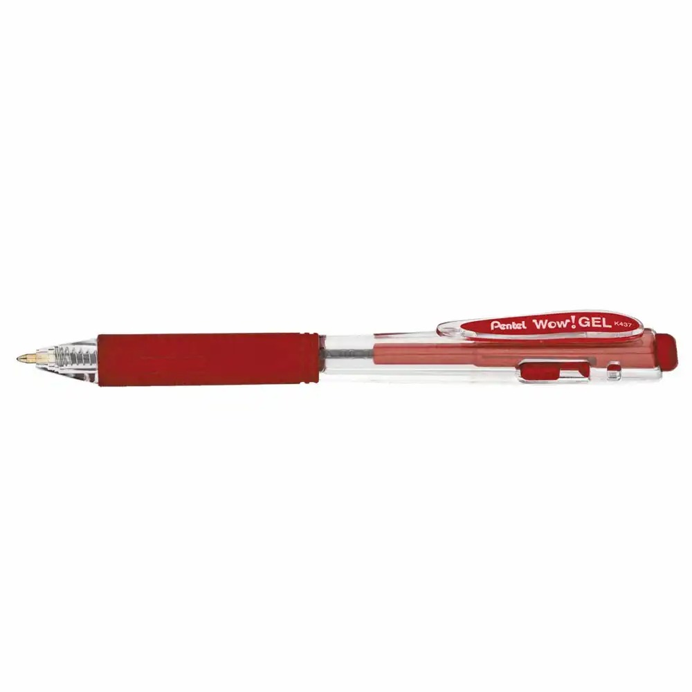 Roller cu gel Pentel Wow!Gel, 0.7 mm, plastic, rosu - Scrie cu stil si confort!