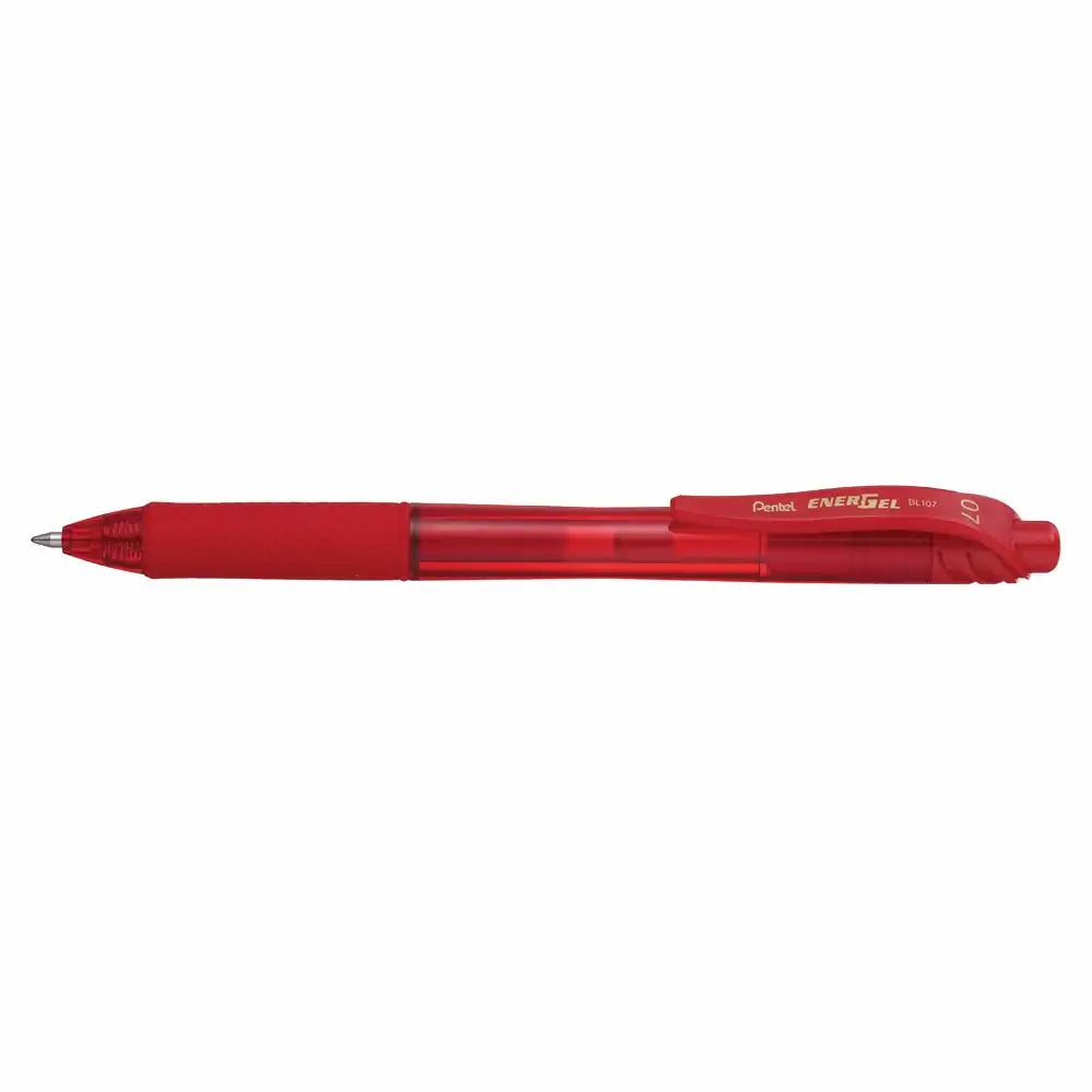 Roller cu gel Pentel Energel X, 0.7 mm, plastic, rosu, grip cauciucat, design modern