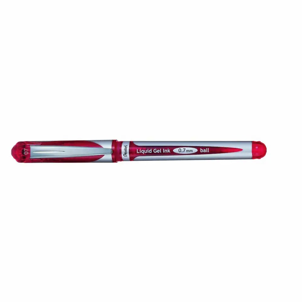 Roller cu gel Pentel EnerGel Xm Medium, 0.7 mm, rosu, netezime exceptionala, uscare rapida