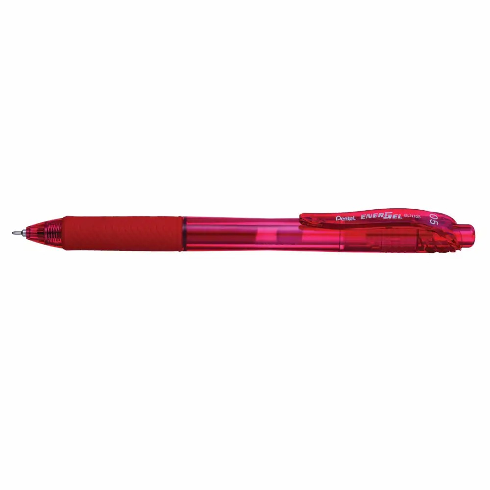Roller cu gel Pentel Energel X, 0.5 mm, plastic, rosu, confortabil si precis