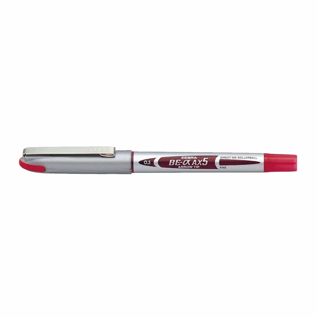 Roller Zebra Be-Alpha AX-5, Rosu, Varf 0.5 mm, Scriere Precisa, Clip Metalic Puternic