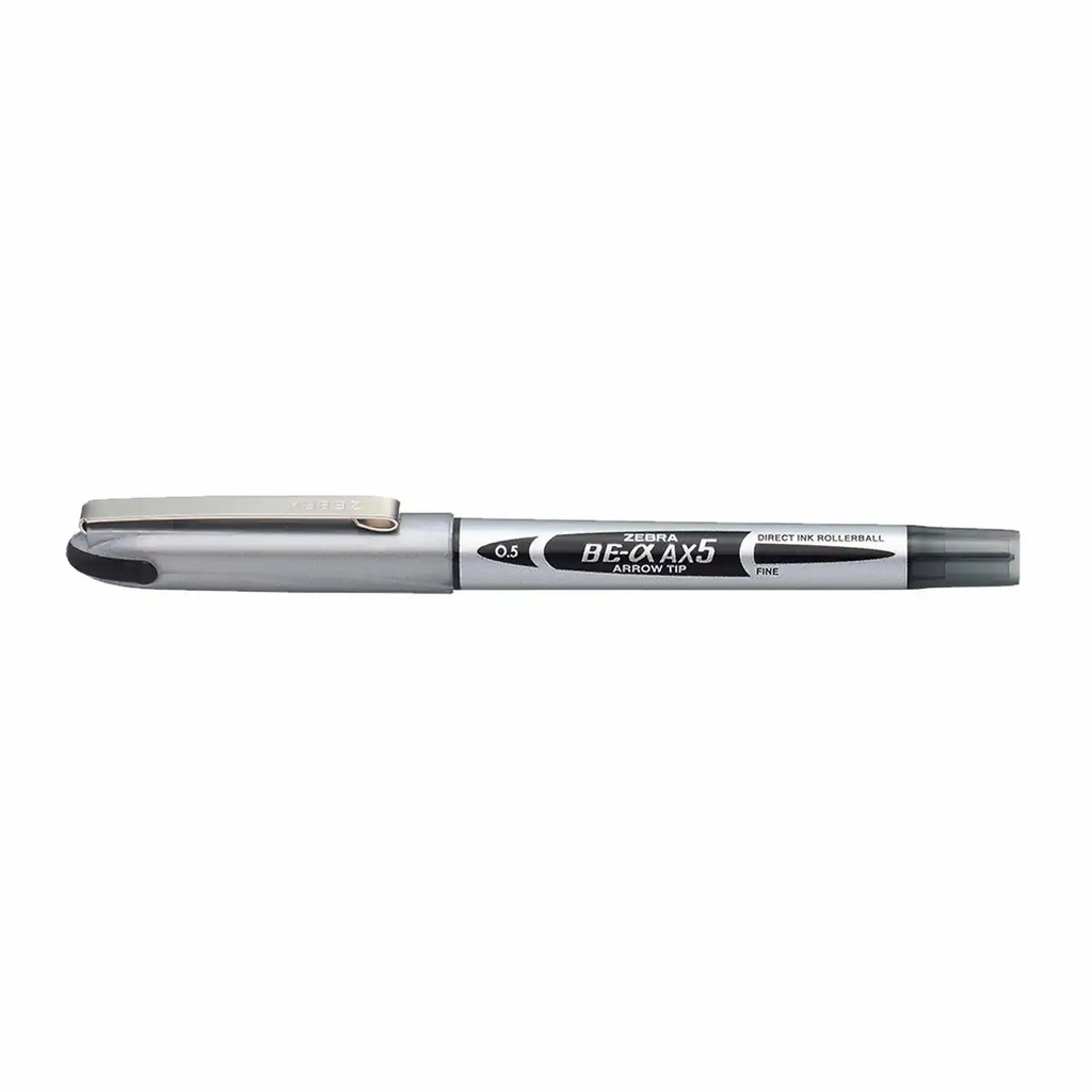 Roller Zebra Be-Alpha AX-5, Negru, 0.5 mm, Cerneala Lichida, Clip Metalic, Scriere Fina