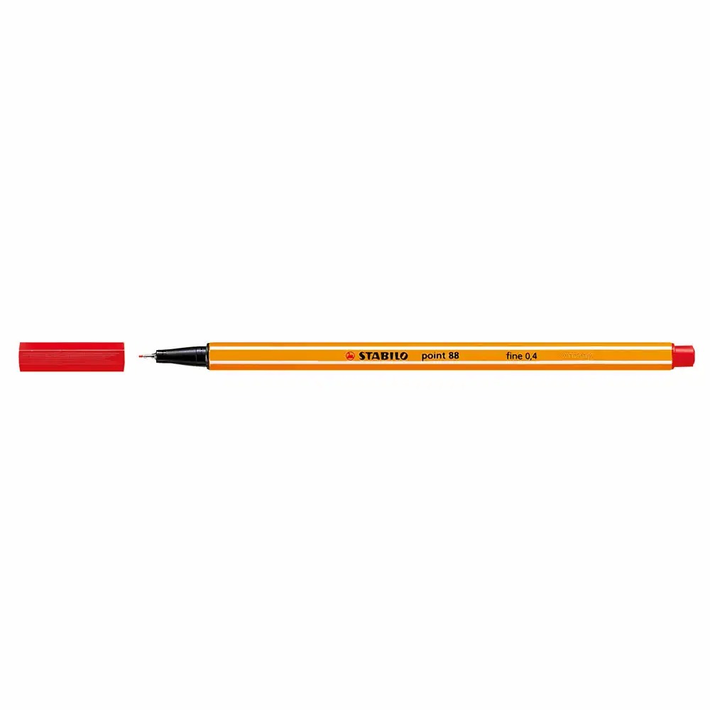 Liner Stabilo Point 88, Varf Feltro 0.4 mm, Rosu Vibrant pentru Detalii Fine
