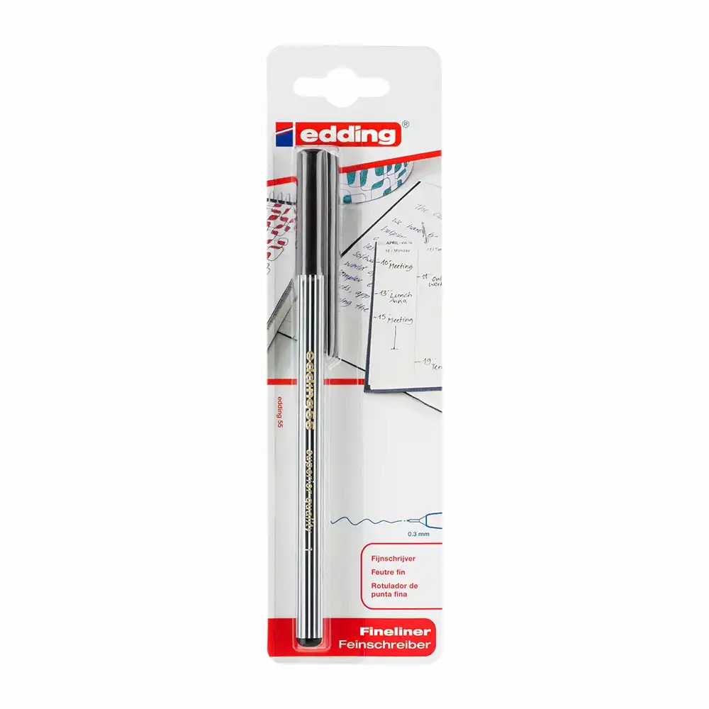 Fineliner Edding 55, Corp Rotund, Varf 0.3 mm, Negru, Ideal pentru Detalii Fine