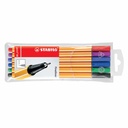 Set 6 Linere Stabilo Point 88, Varf Felt, 0.4 mm, Culori Vibrante (Rosu, Negru, Albastru, Verde, Roz, Mov)