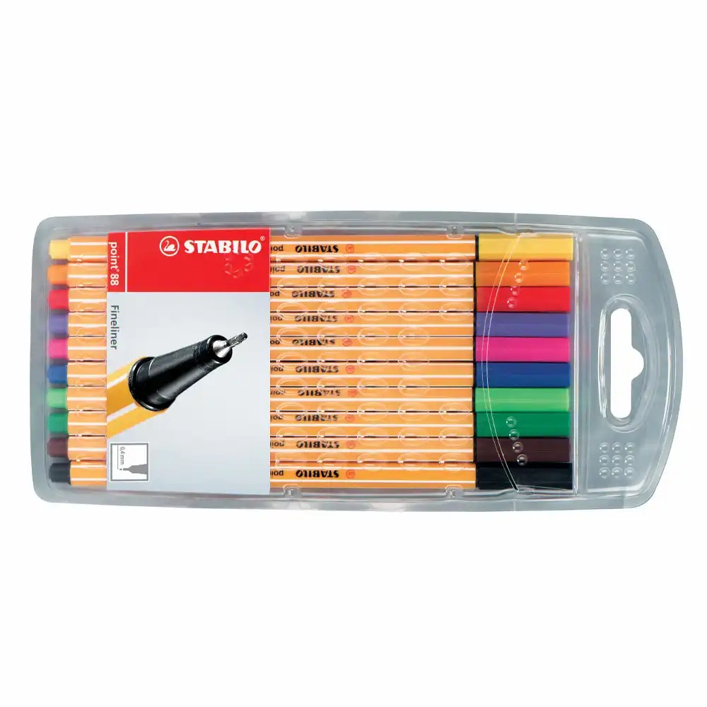 Set 10 Linere Stabilo Point 88, Varf 0.4 mm, Culori Vibrante, Ideale pentru Scriere si Desen