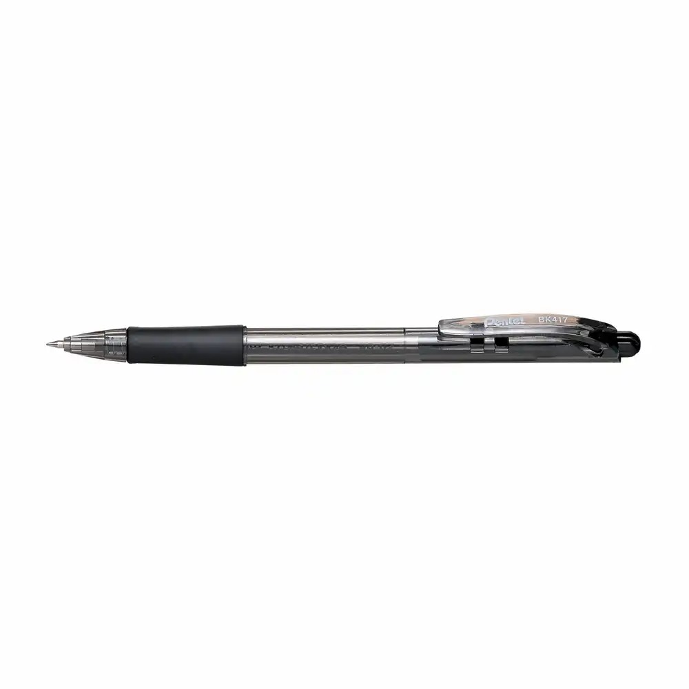 Pix retractabil Pentel BK-417, 0.7 mm, plastic, negru, grip ergonomic, linie de scriere precisa