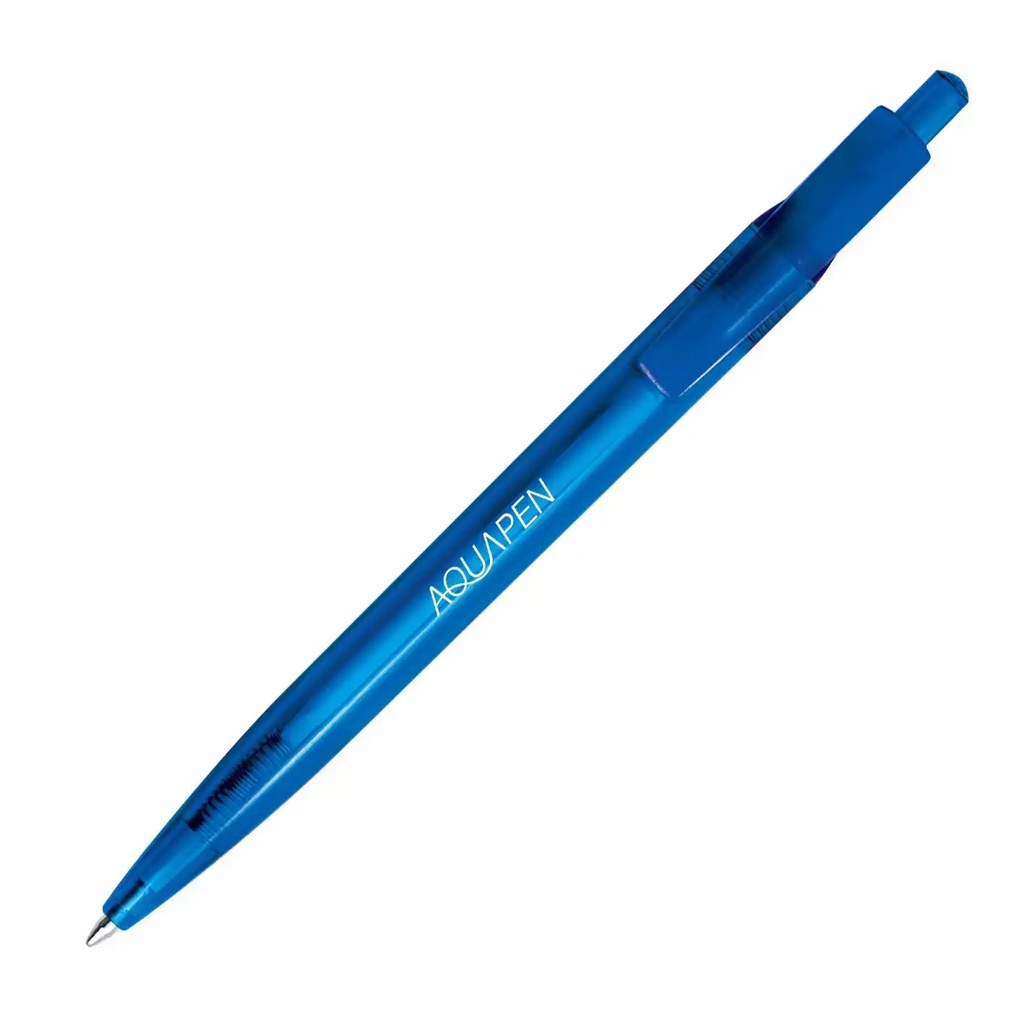 Pix retractabil Aquapen, 0.7 mm, plastic reciclat, albastru - Scriere precisa si ecologica