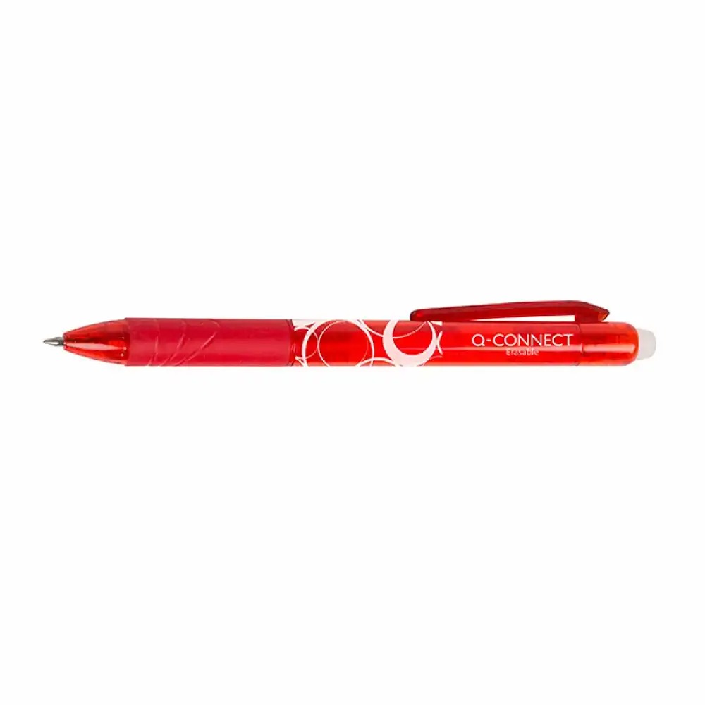 Roller cu rescriere Q-Connect Erasable, 0.7 mm, rosu, grip ergonomic, cerneala speciala, continuitate in scris