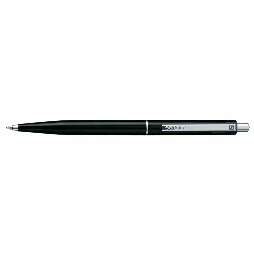 Pix Senator Point Classic, 0.8 mm, plastic, negru, rezerva albastra, durabil, clip metalic, scriere precisa