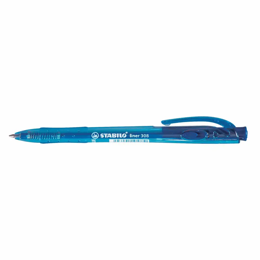Pix Stabilo Liner 308, 0.38 mm, Albastru, Set 10 bucati, Mecanism Retractabil