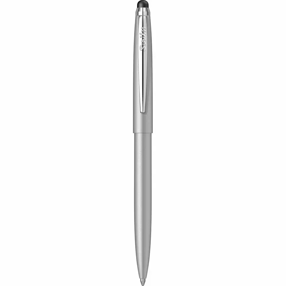 Pix Scrikss Stylus Matt Grey, Touch Screen, Gri Deschis, Mecanism Click, Scriere Lina