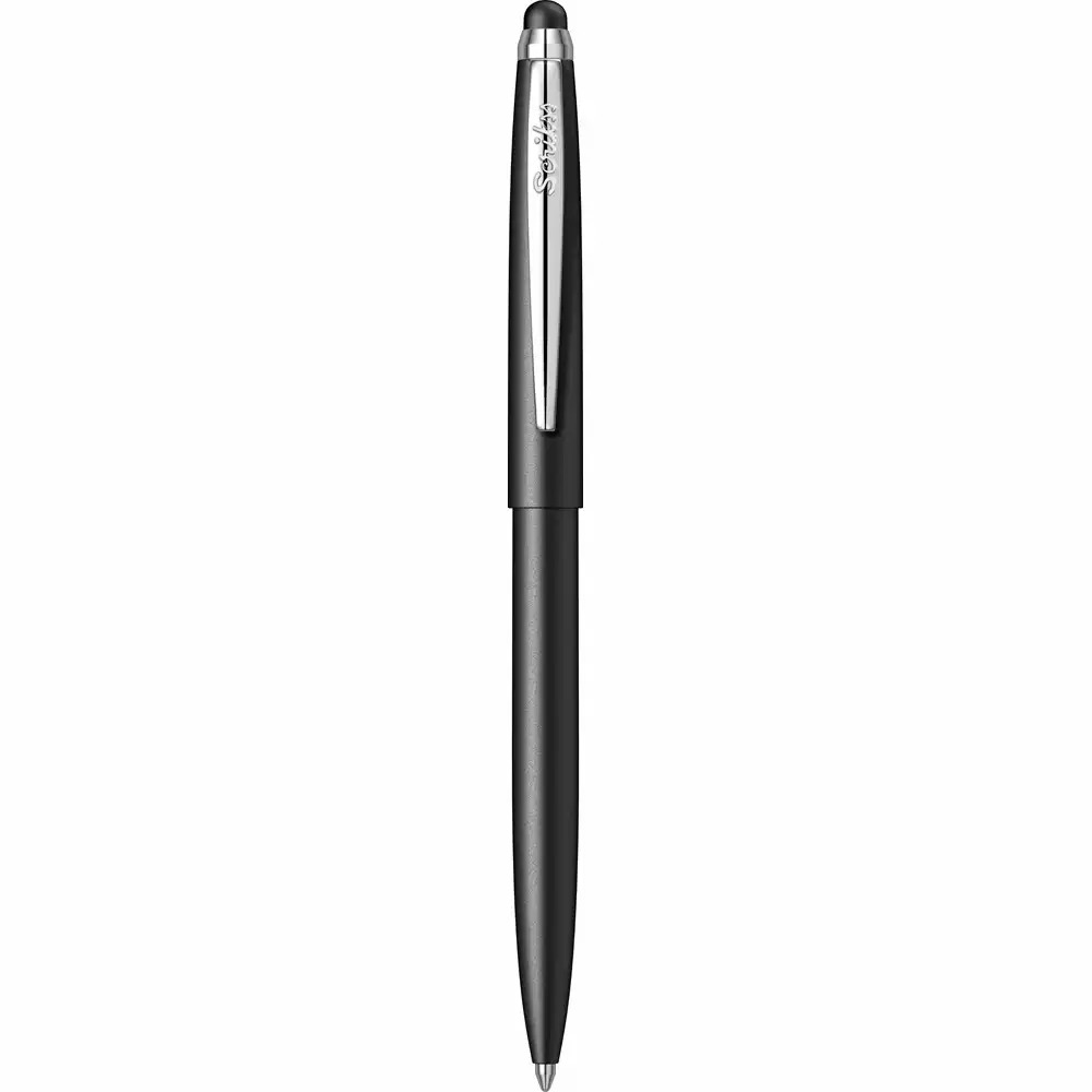 Pix Scrikss Stylus Matt Black, touch screen, mecanism click, scriere albastra, elegant si functional